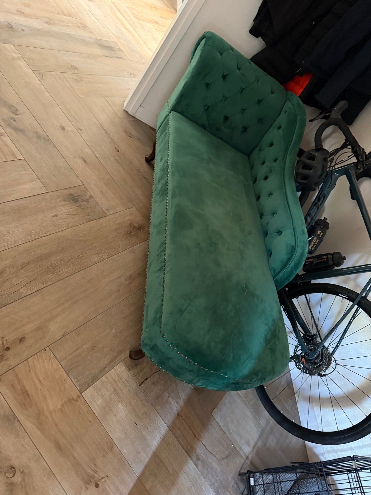 Groene fluwelen chaise longue - Belliani, Ophalen, Gebruikt, Eenpersoons, Minder dan 75 cm