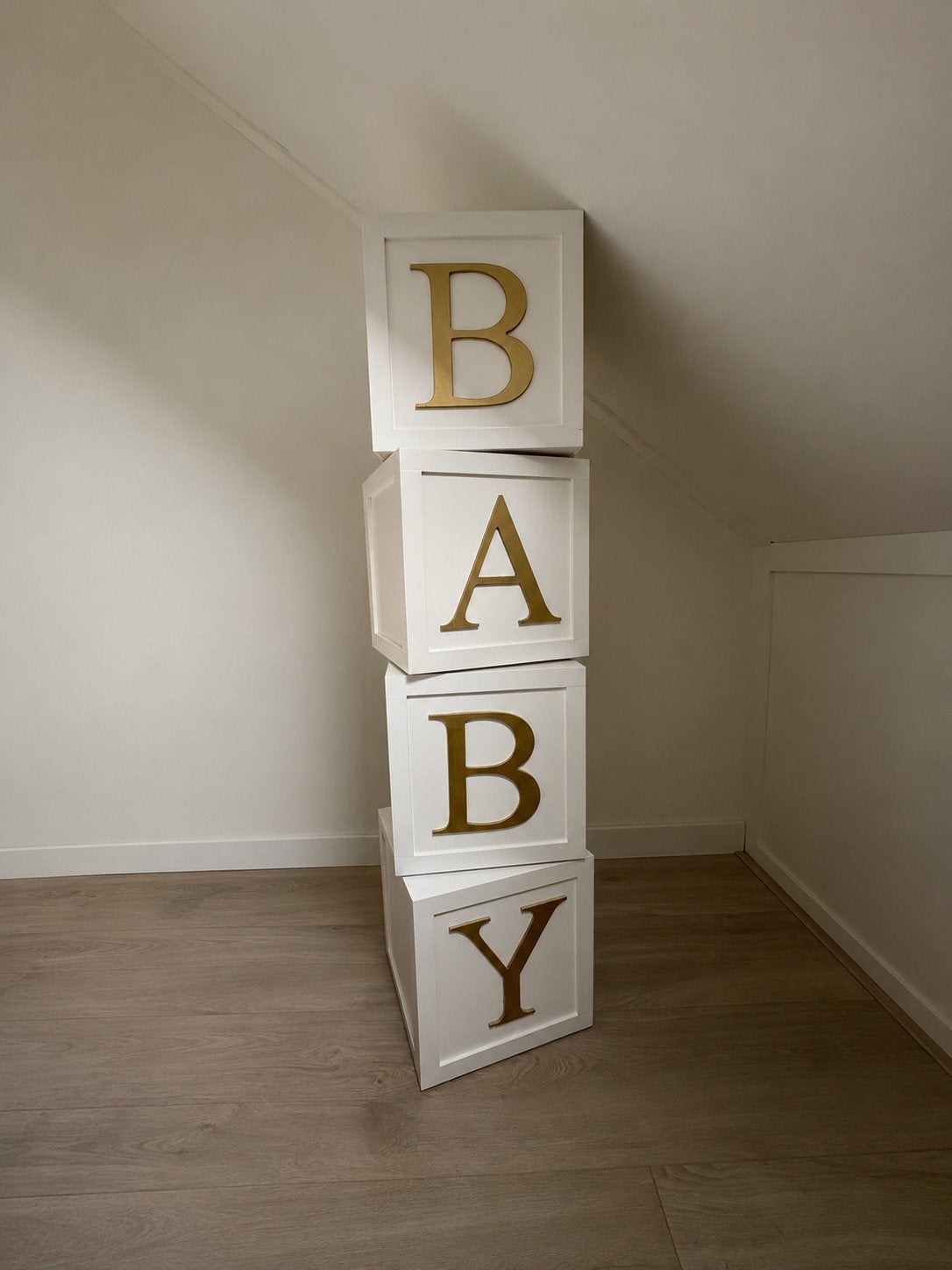 B-A-B-Y blokken decoratie hout, Ophalen, Zo goed als nieuw, Versiering, Geboorte of Huwelijk