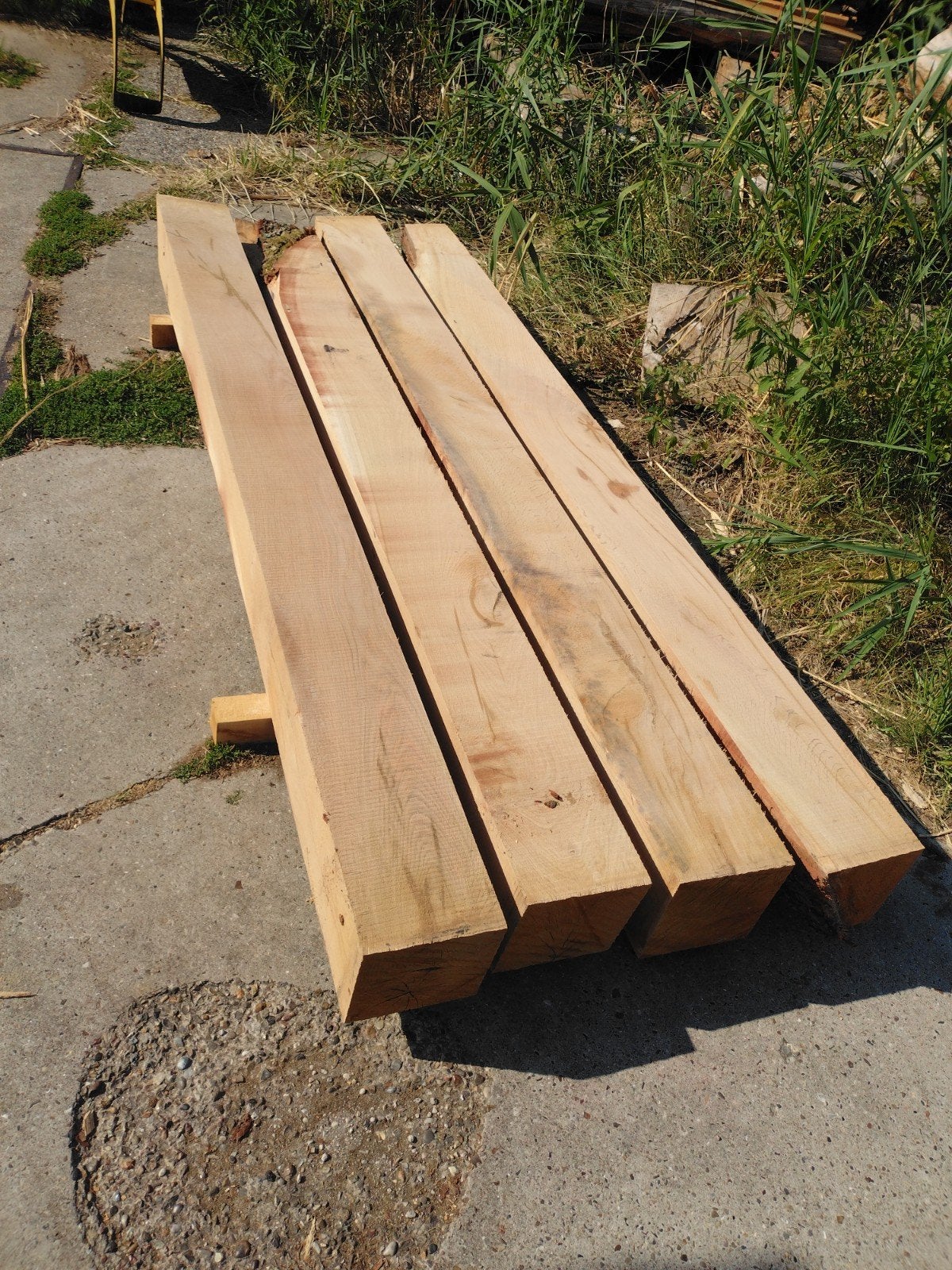4 Rustieke Eiken Palen 2,45m x 20cm x 20cm, Doe-het-zelf en Verbouw, Hout en Planken, Ophalen, Eiken, Overige typen, Nieuw