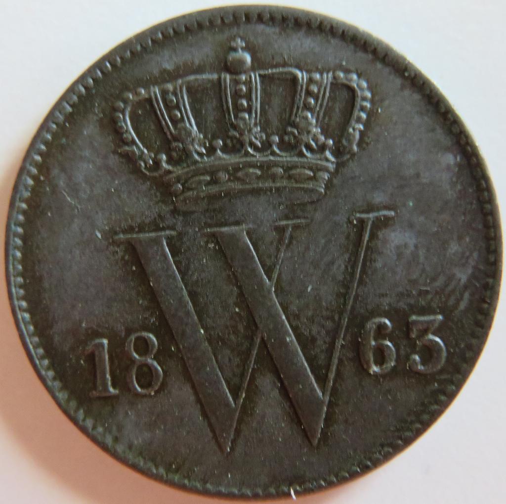 Cent 1863, Postzegels en Munten, Munten | Nederland, Verzenden, Koning Willem III, 1 cent, Losse munt