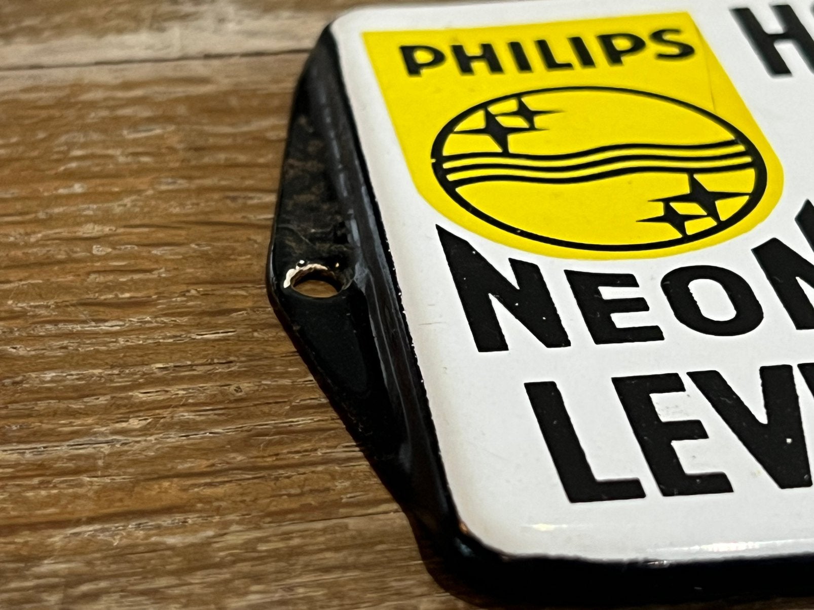 Vintage Emaille bord hoogspanning levensgevaarlijk philips, Verzamelen, Ophalen of Verzenden, Gebruikt, Reclamebord