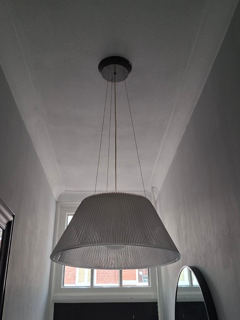 Flos romeo moon s2 hanglamp  Philips, Huis en Inrichting, Lampen | Hanglampen, Zo goed als nieuw, 75 cm of meer, Glas, Metaal