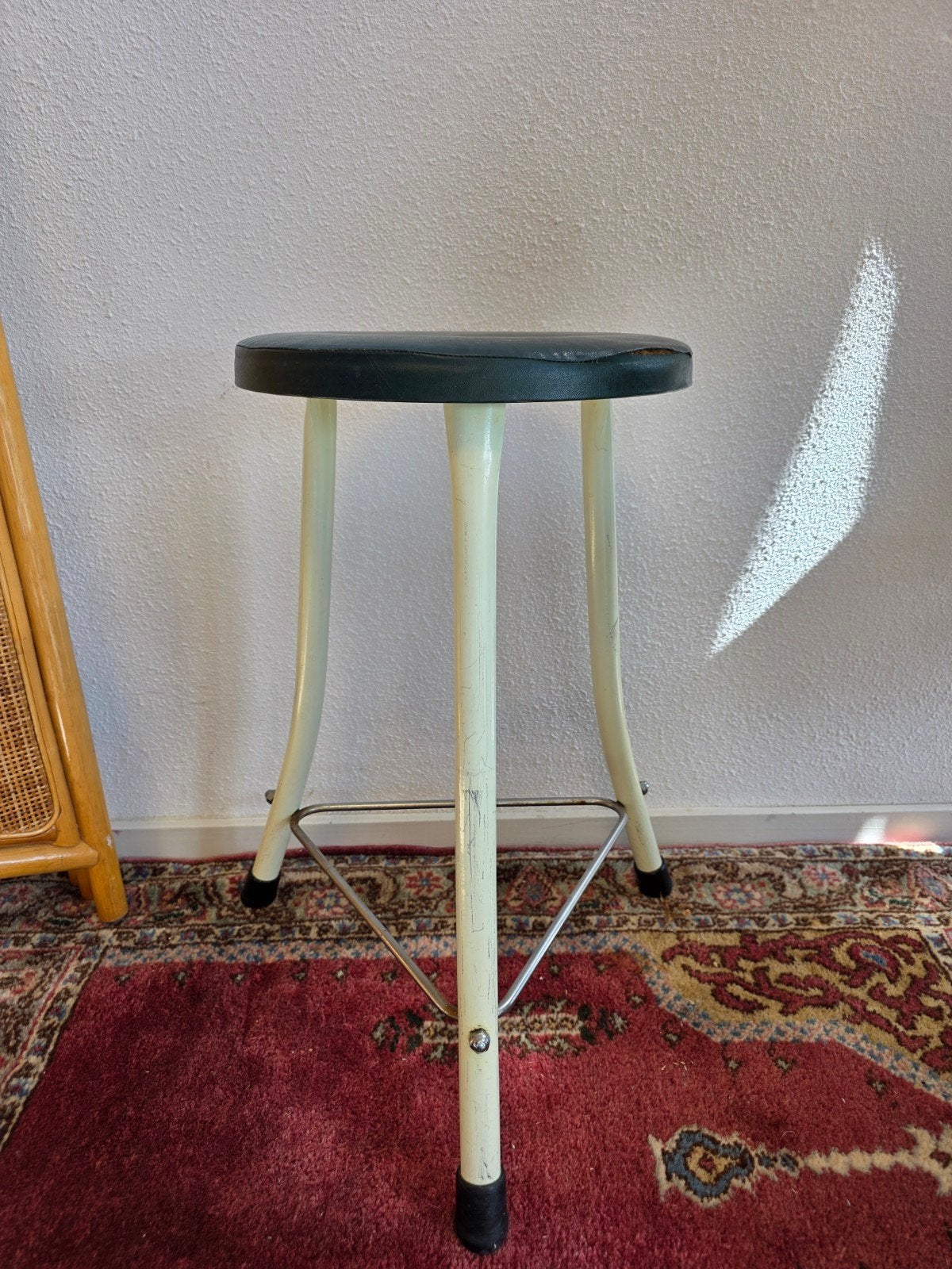 Vintage Brabantia kruk groen wit metalen onderstel, Ophalen of Verzenden, Huis en Inrichting