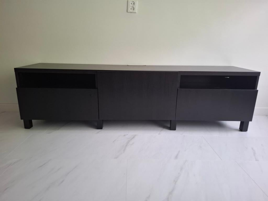 Modern zwart tv meubel met bijpassend dressoir, Ophalen, Modern, Strak, Zo goed als nieuw, 200 cm of meer
