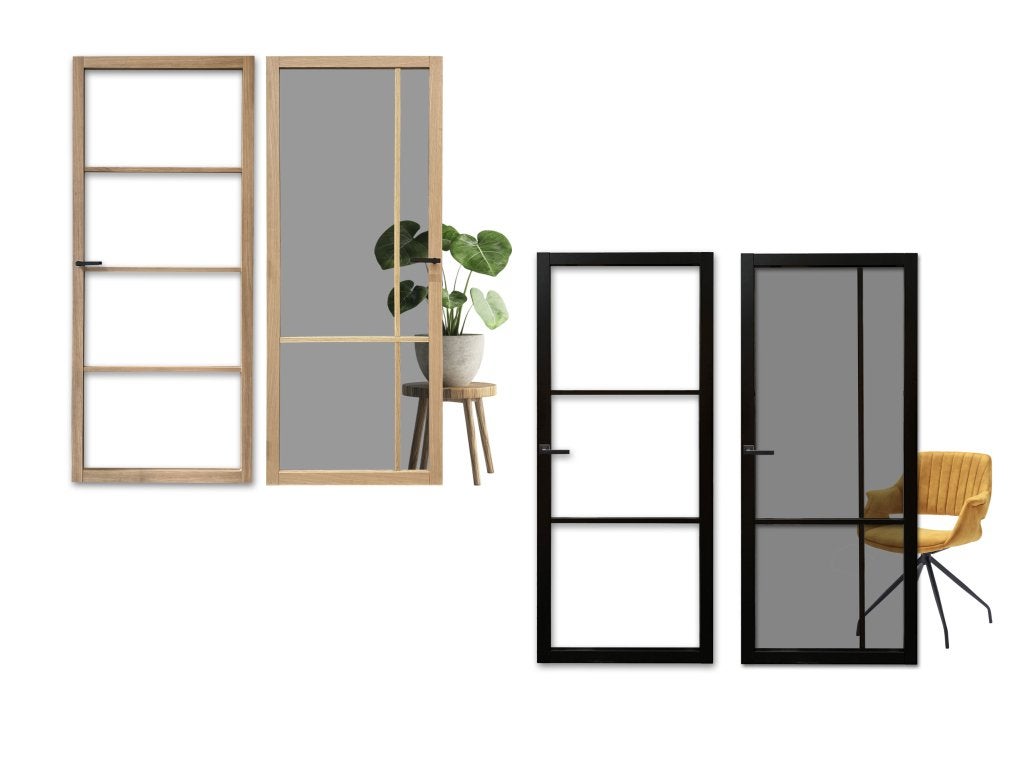 Eiken deur met rookglas / getint glas | Rossum | Op voorraad, Niet ingevuld, Binnendeur, Niet ingevuld, Nieuw