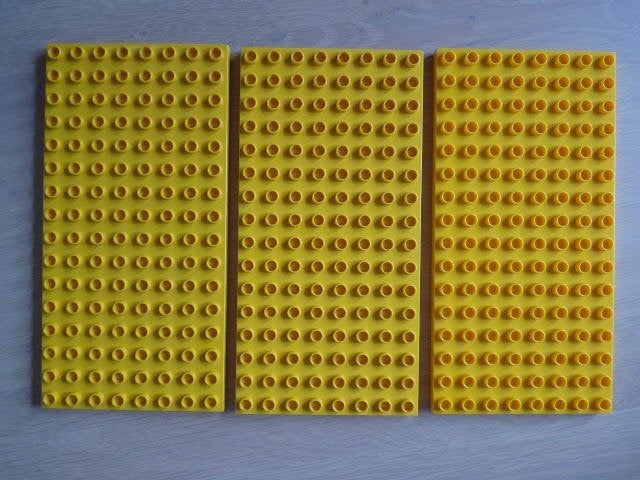 Duplo: 3 gele 128 nops platen, 8 bij 16 noppen, bouwplaat., Gebruikt, Overige thema's, Ophalen of Verzenden, Duplo