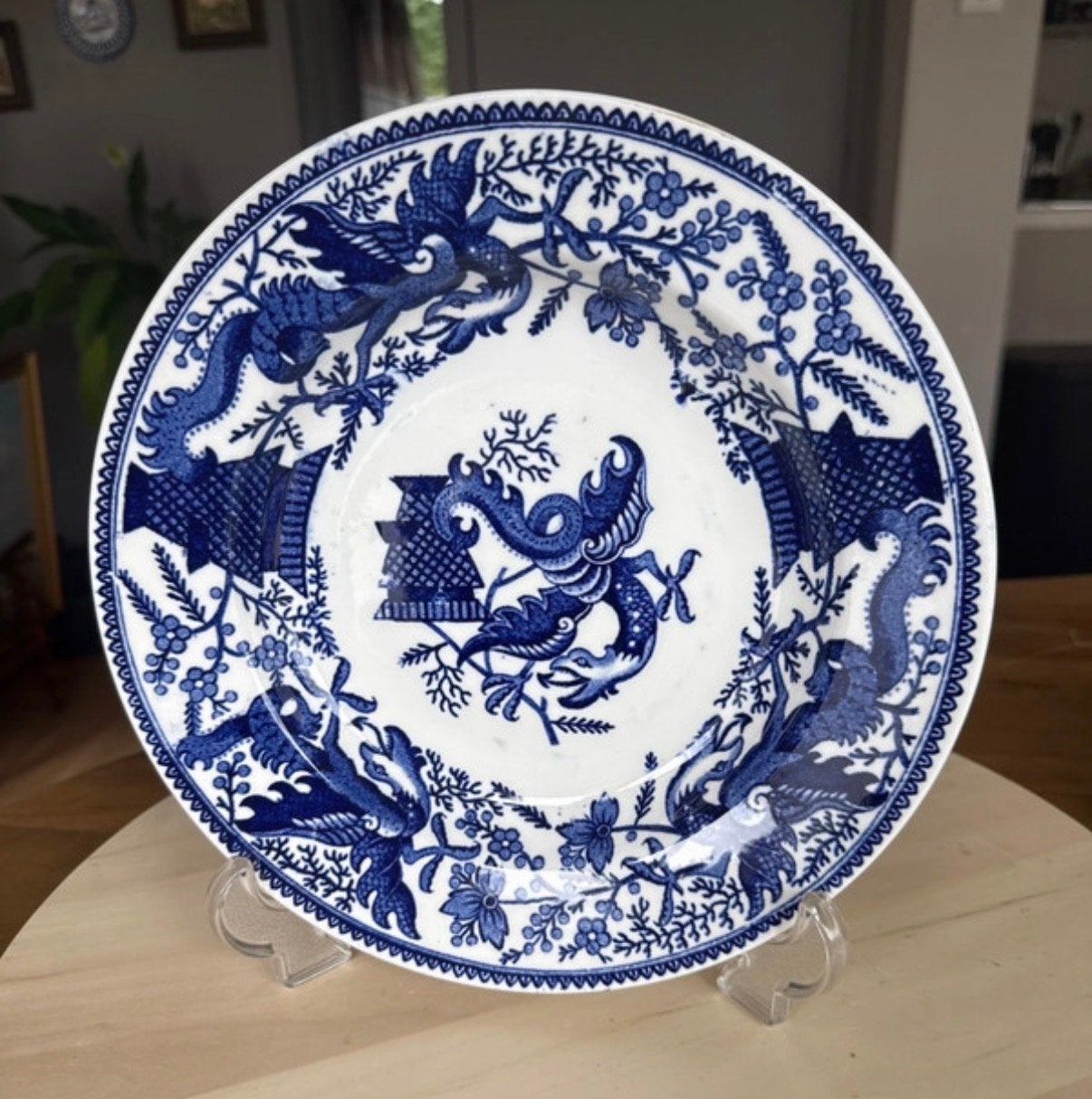 Petrus Regout Dragon Bord 1891-1898 - Blauw Wit, Ophalen of Verzenden