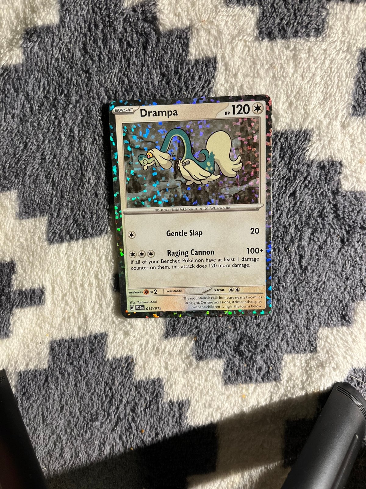 Holo Pokémon Kaart Drampa in Goede Staat, Ophalen of Verzenden, Zo goed als nieuw, Losse kaart, Foil