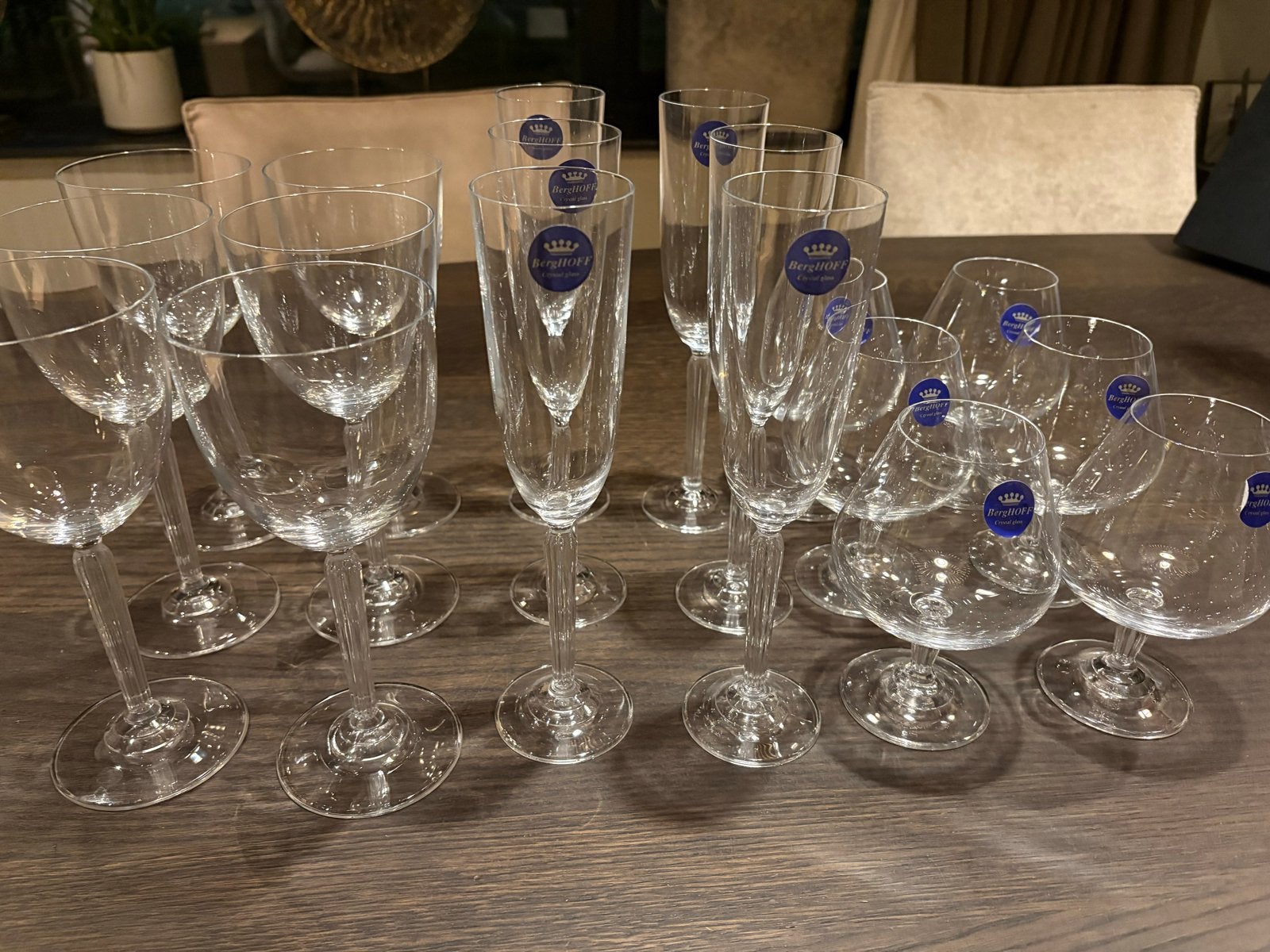 Berghoff Crystal Glass Glazen Set - Diverse Soorten, Huis en Inrichting, Keuken | Servies, Zo goed als nieuw, Glas of Glazen, Modern