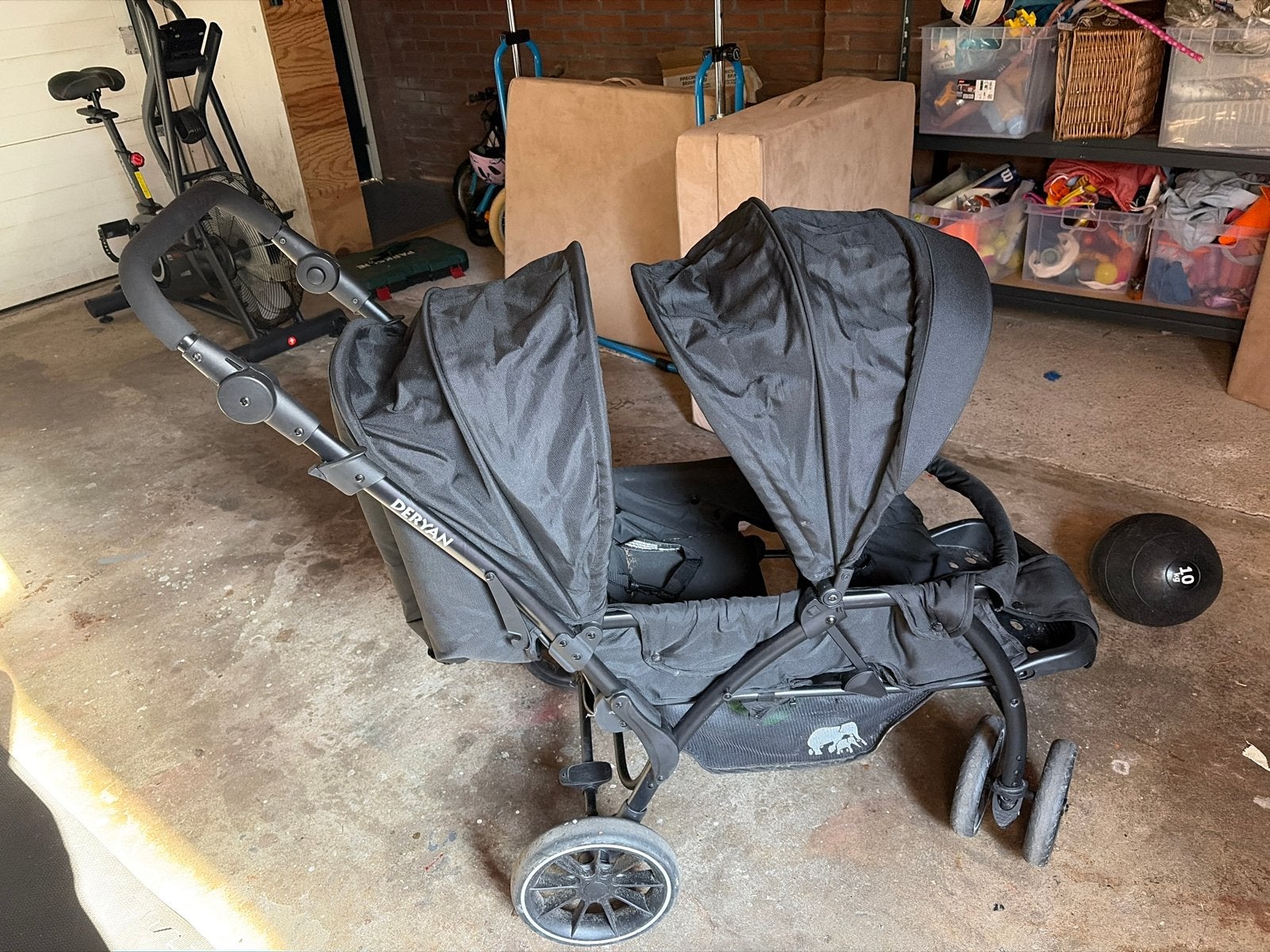 Deryan duo wagen zwart - Gebruikt, kan nog een ronde mee, Gebruikt, Duowagen, Ophalen, Kinderwagen