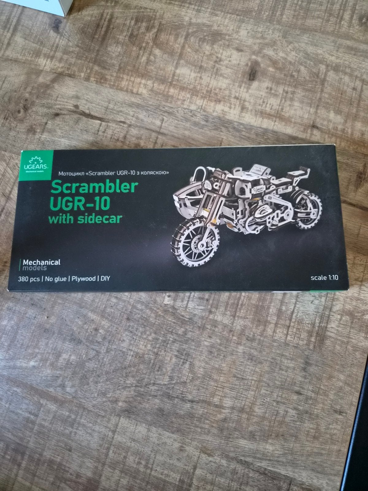 UGears UGR 10 scrambler with sidecar, Ophalen of Verzenden, Nieuw, 1:9 t/m 1:12, Motor