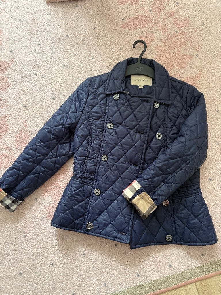 Donkerblauwe burberry jas, Ophalen, Meisje, Zo goed als nieuw, Burberry