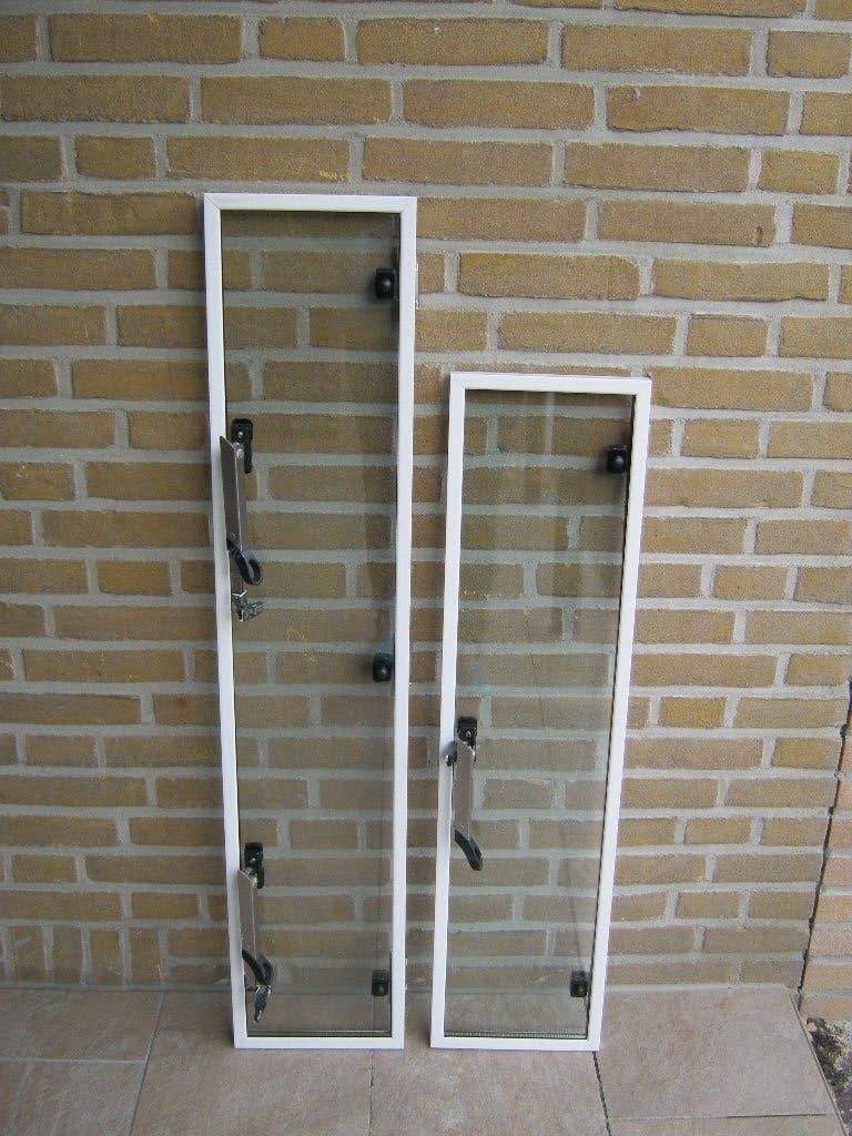 2 hardglazen klepramen/klapramen wit aluminium isolatieglas, Ophalen, Gevelraam of Ruit, Minder dan 80 cm, 80 tot 120 cm