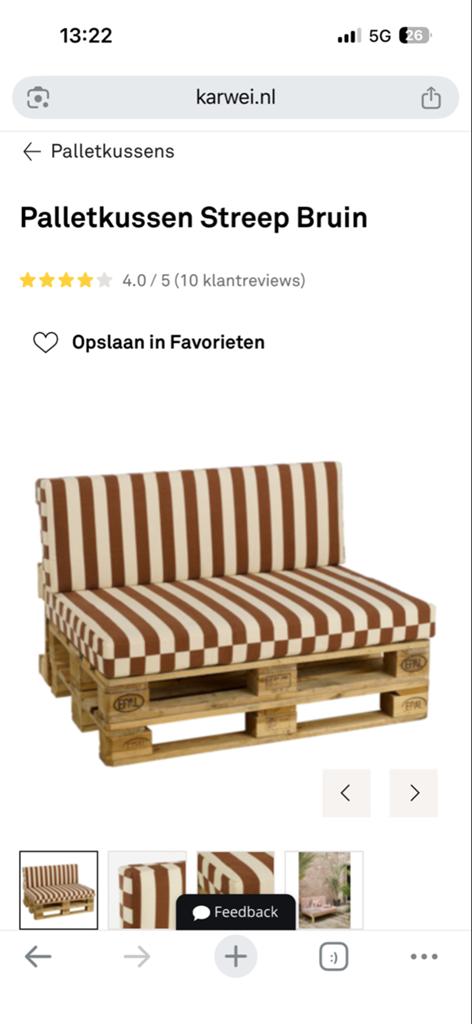 Gezocht: Palletkussen Hidde Streep Bruin Karwei, Bruin, Ophalen of Verzenden, Zo goed als nieuw, Eén