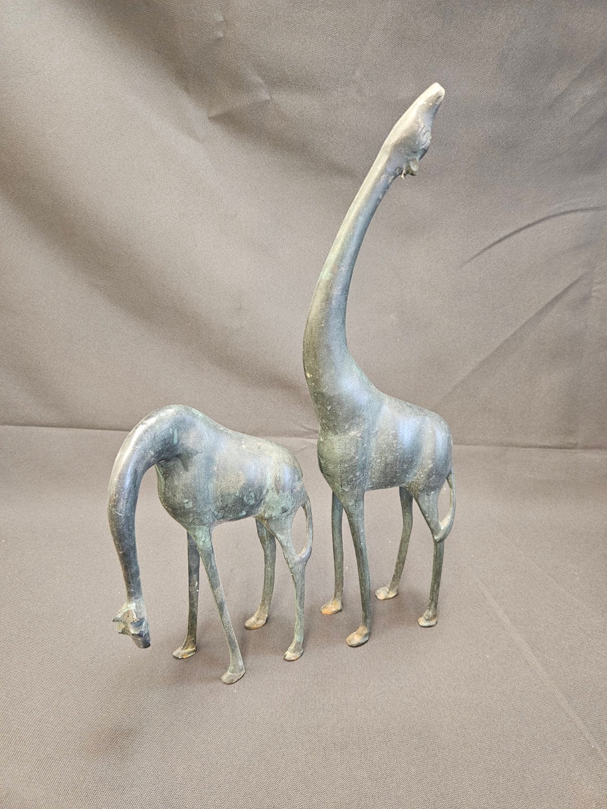Vintage Bronzen Giraffen Beeldjes - Set van 2, Ophalen of Verzenden
