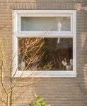 Wit kunststof kozijn met draai kiep raam en dubbelglas, Ophalen, Gevelraam of Ruit, Gebruikt, 120 tot 160 cm