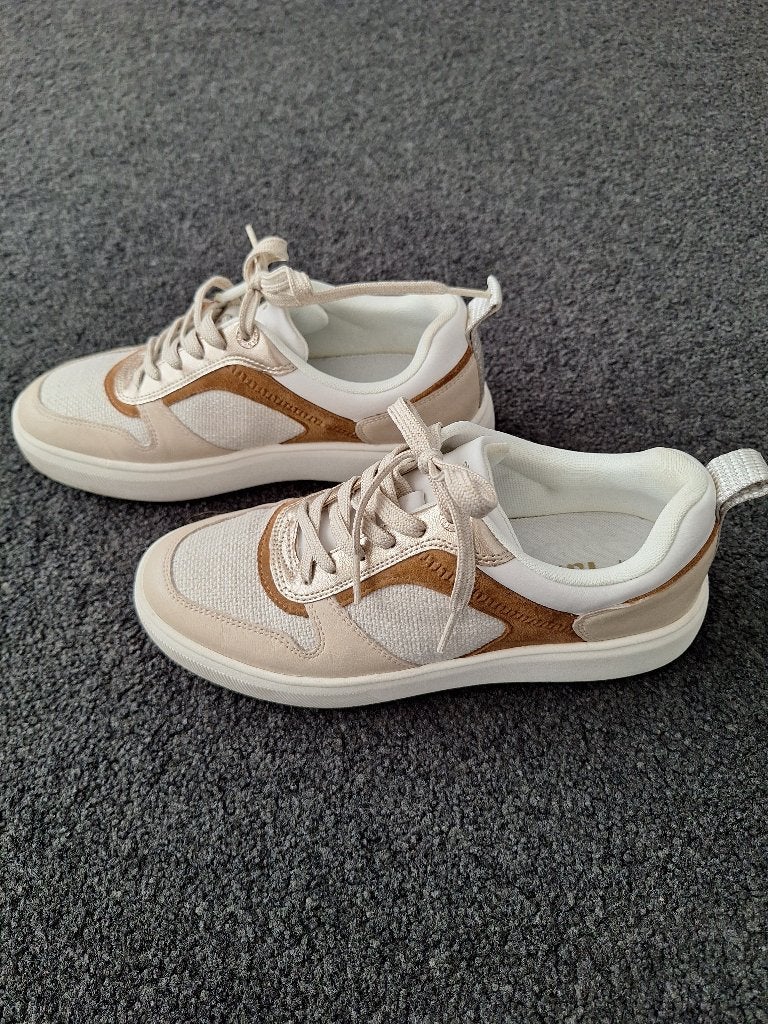 Sneakers Tamaris maat 38 creme wit bruin NIEUW, Tamaris, Bruin, Nieuw, Ophalen of Verzenden