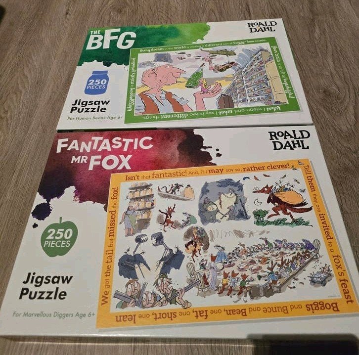 Puzzelset The BFG jigsaw puzzel + Fantastic Mr Fox puzzel, Ophalen of Verzenden, Meer dan 50 stukjes, Zo goed als nieuw, 6 jaar of ouder