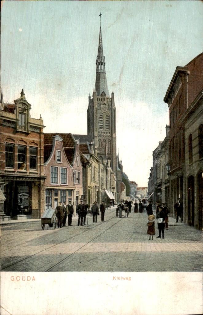 Gouda - Kleiweg - Kerktoren, Ophalen of Verzenden, Voor 1920, Gelopen, Zuid-Holland