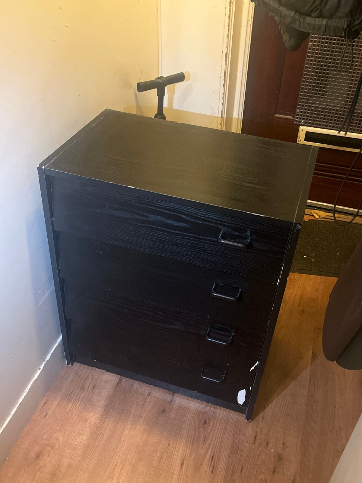 Zwarte opknap ladekastje met 3 laden, Huis en Inrichting, Ophalen, Minder dan 50 cm, Gebruikt, 3 of 4 laden