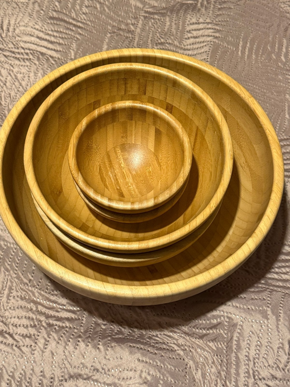 IKEA BLANDA MATT bamboe schalen set - 5 stuks, Gebruikt, Schaal, Rond, Ophalen of Verzenden