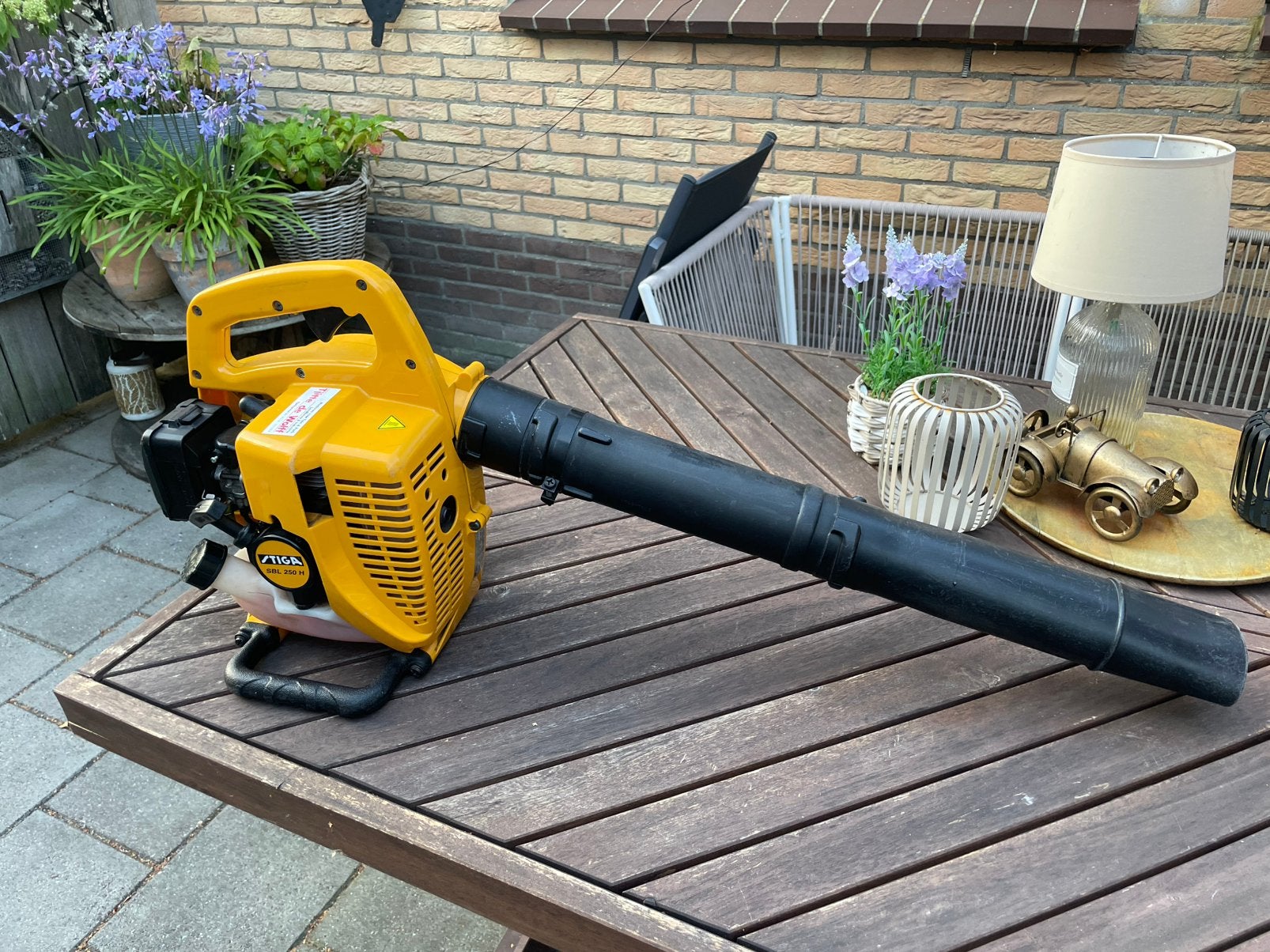 Stiga SBL 250 H Bladblazer – Compleet en goed werkend, Ophalen, Benzine, Gebruikt, Met opvangzak