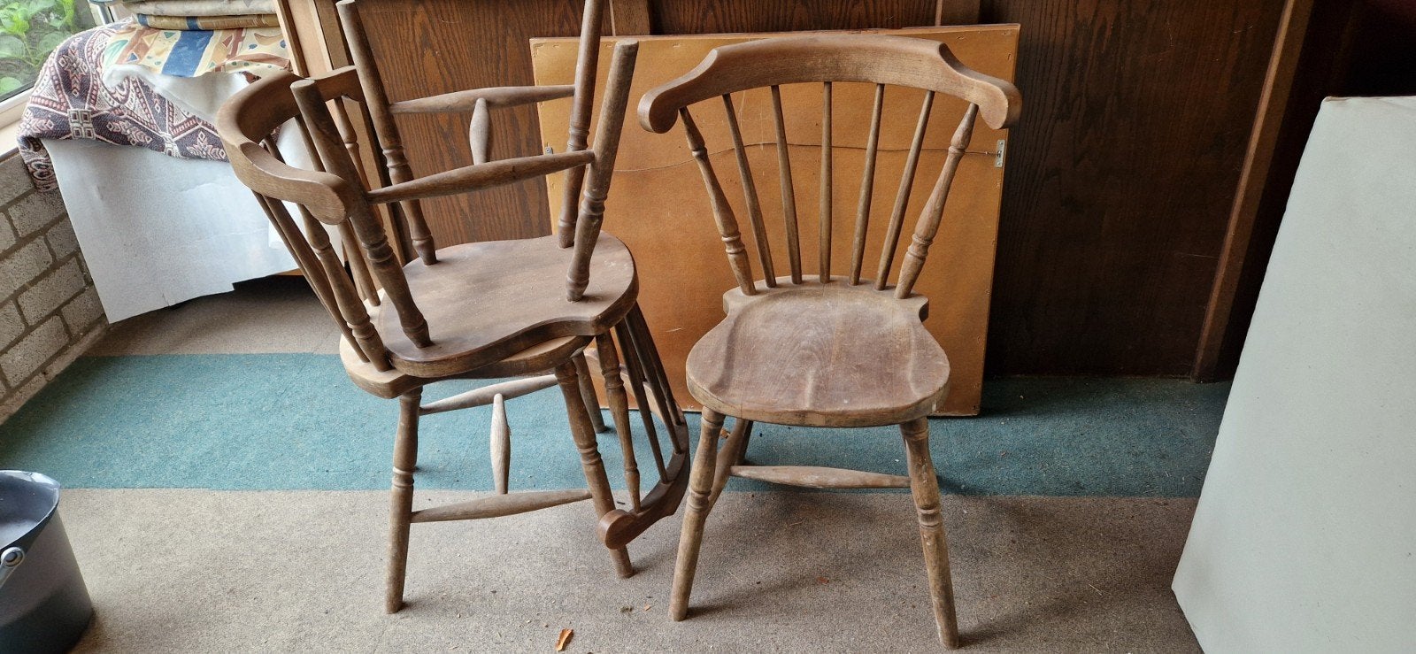 Oude cafe stoelen 4 stuks, Ophalen, Gebruikt, 2 zitplaatsen