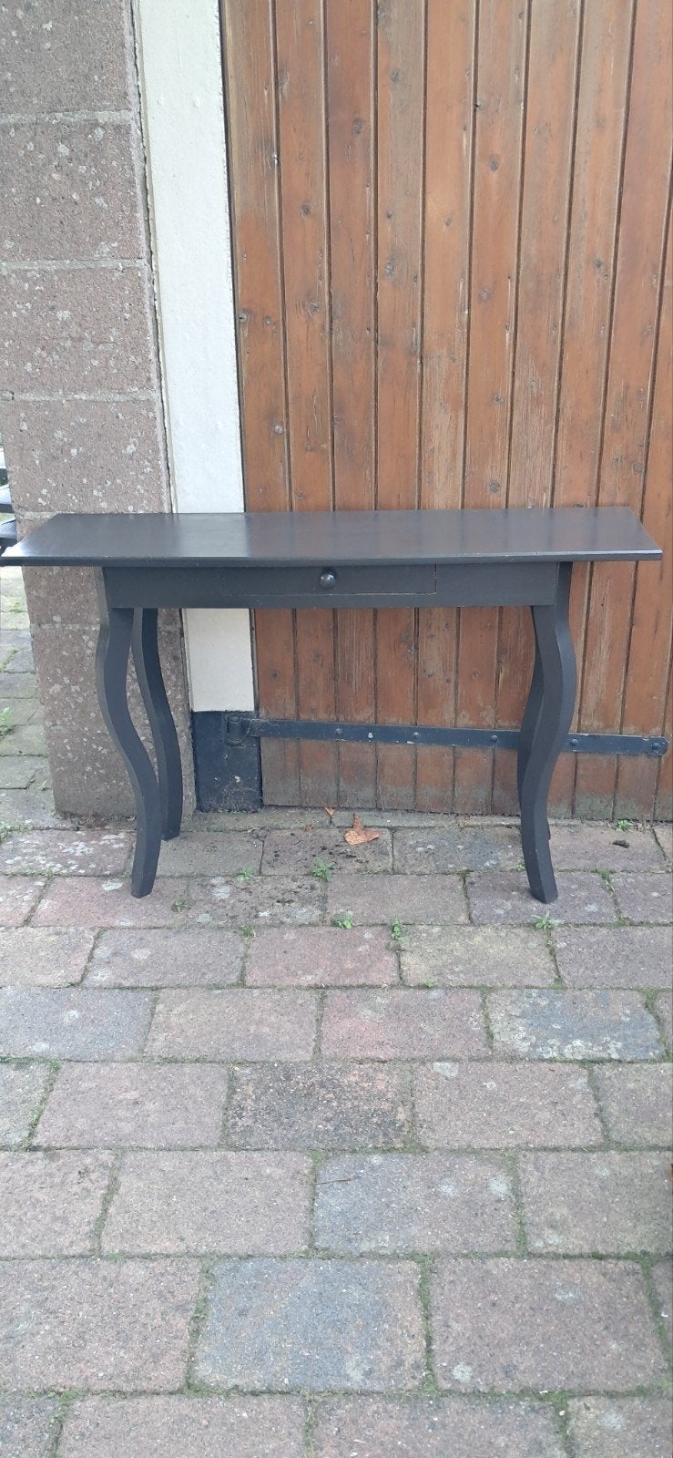 Zwarte bijzettafel met lade, Huis en Inrichting, Ophalen, Gebruikt, 100 tot 150 cm, Klassiek, Tijdloos