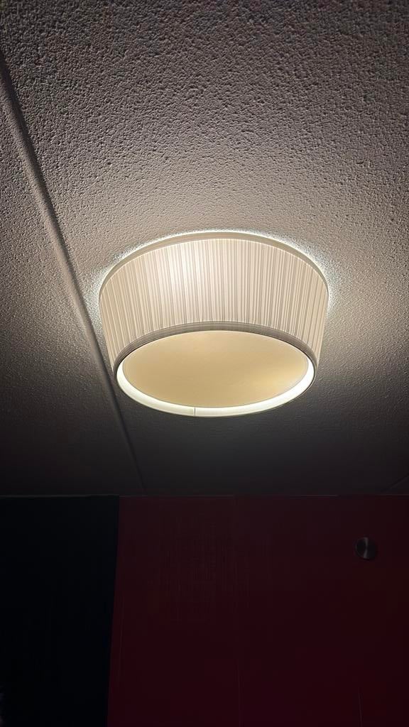 Ikea Årstid plafondlamp, wit, ø 46 cm incl.3x 1000lm lampen, Ophalen of Verzenden, Zo goed als nieuw, Stof