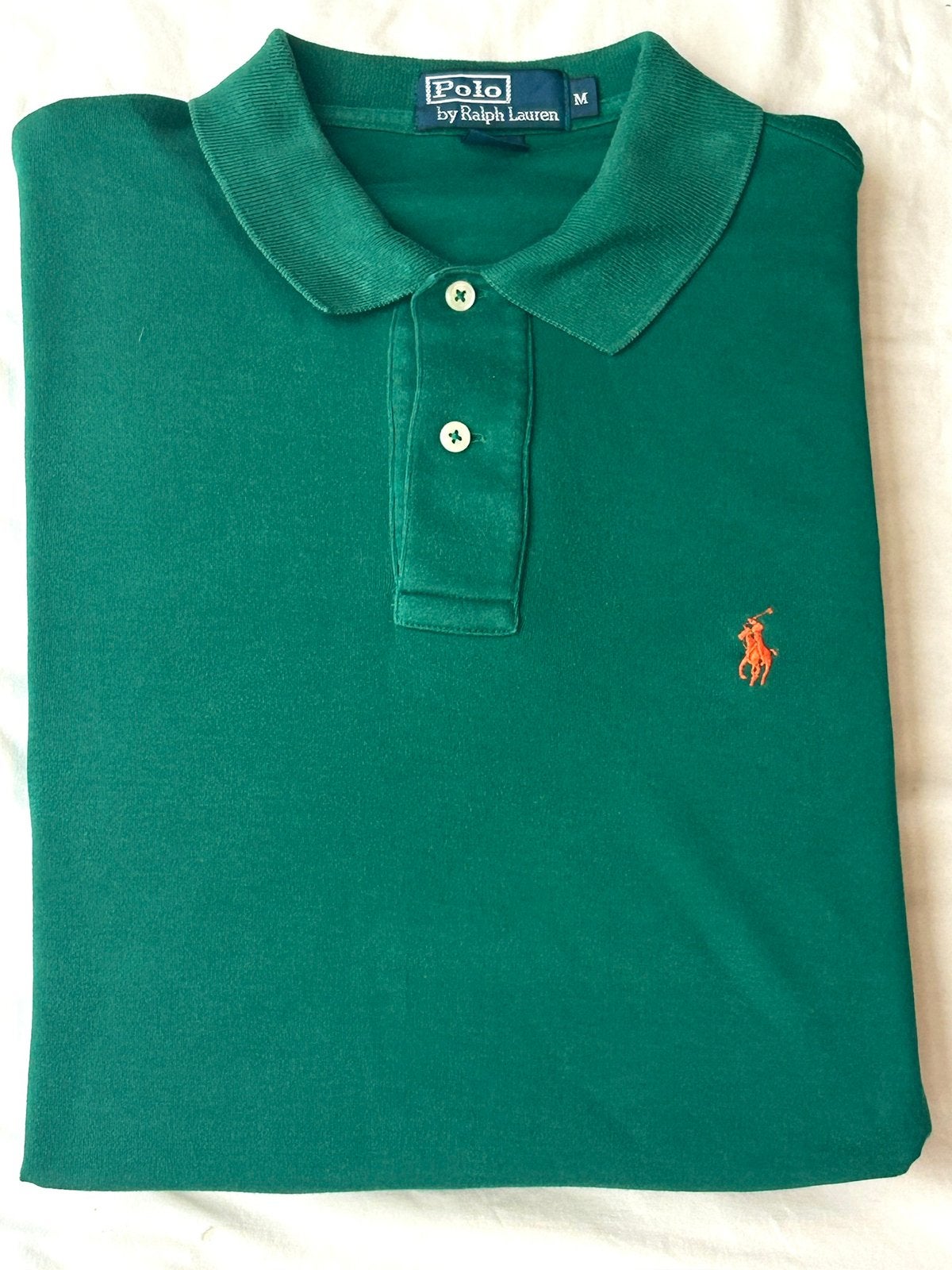 Polo Ralph Lauren Polo Groen Maat M | Oranje Pony Logo, Kleding | Heren, Verzenden, Zo goed als nieuw, Maat 48/50 (M), Groen