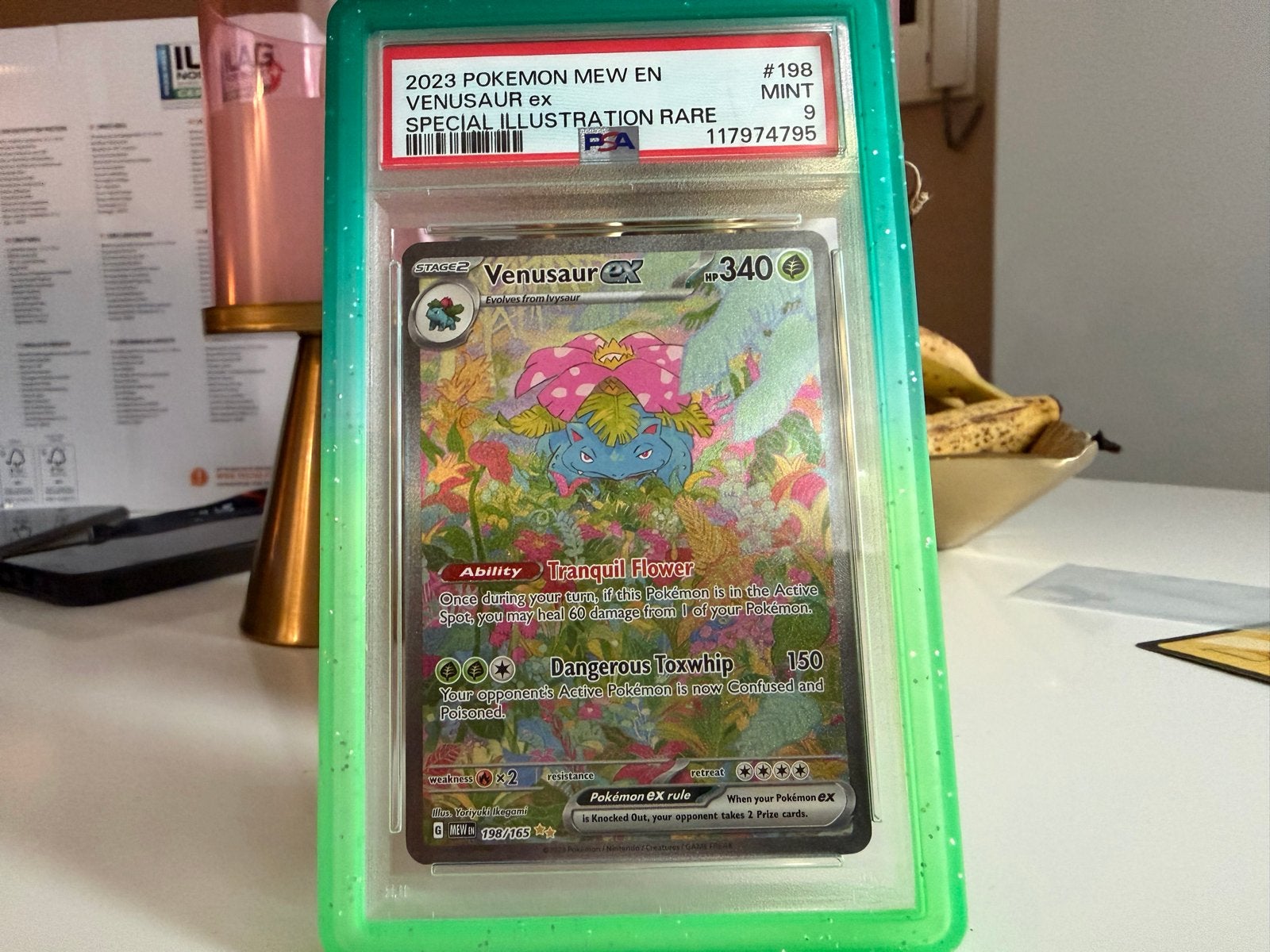 Venusaur ex 151 Special Illustration Rare PSA 9 Pokémon, Ophalen, Zo goed als nieuw, Losse kaart