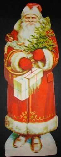 Kerstman 30 centimeter antiek poezieplaatje, Ophalen of Verzenden