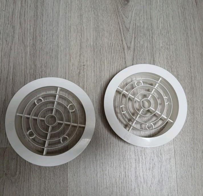 2x Nedco ventilatierooster kunststof wit rond 120mm, Doe-het-zelf en Verbouw, Ophalen of Verzenden, Zo goed als nieuw, Ventilator en Afzuiger