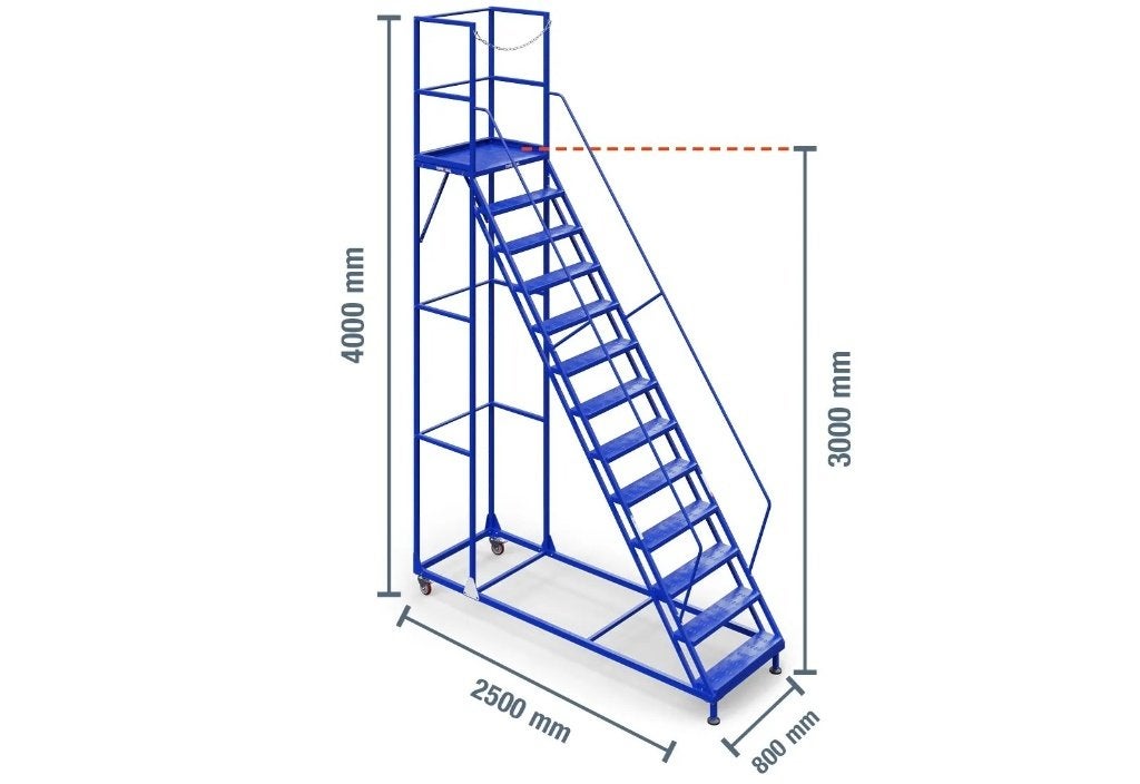 TOPREGAL mobiele platformladder (trap) PL300/12 – 3 meter, Doe-het-zelf en Verbouw, Ladders en Trappen, Ophalen, Zo goed als nieuw