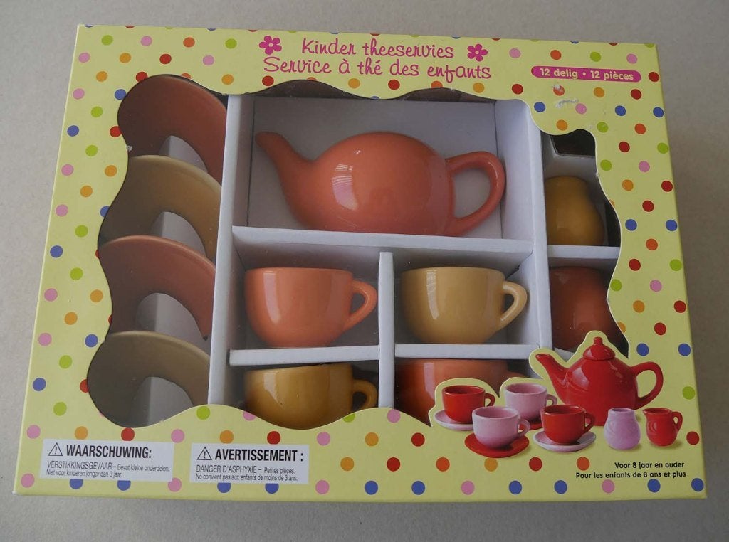 Kinderservies /poppenservies in geel/oranje NIEUW in doos, Ophalen of Verzenden, Nieuw, Overige materialen, Speelkeuken-accessoire