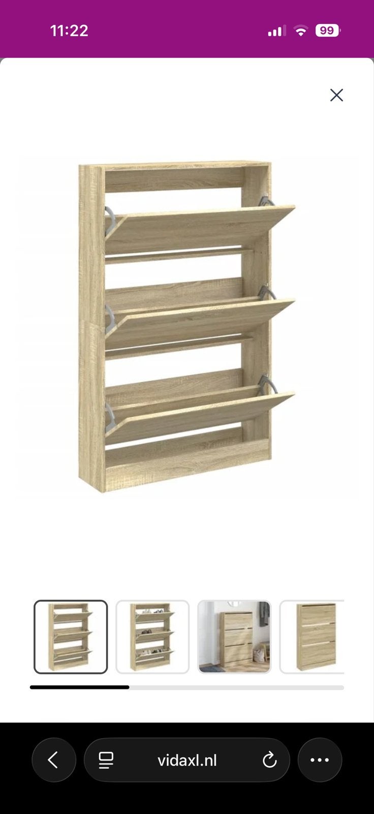 Nieuwe schoenenkast Sonoma eikenkleurig 80x21x125,5 cm, Huis en Inrichting, Ophalen, Nieuw