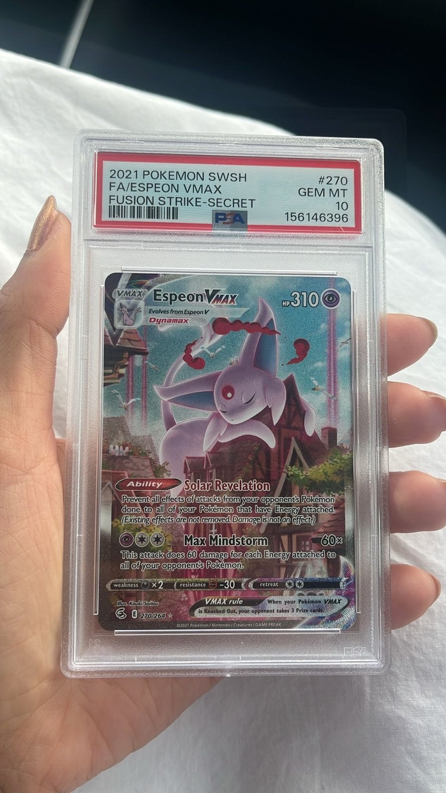 Espeon VMAX PSA 10 - Fusion Strike Secret Rare Pokémon Kaart, Verzenden, Nieuw, Losse kaart, Foil