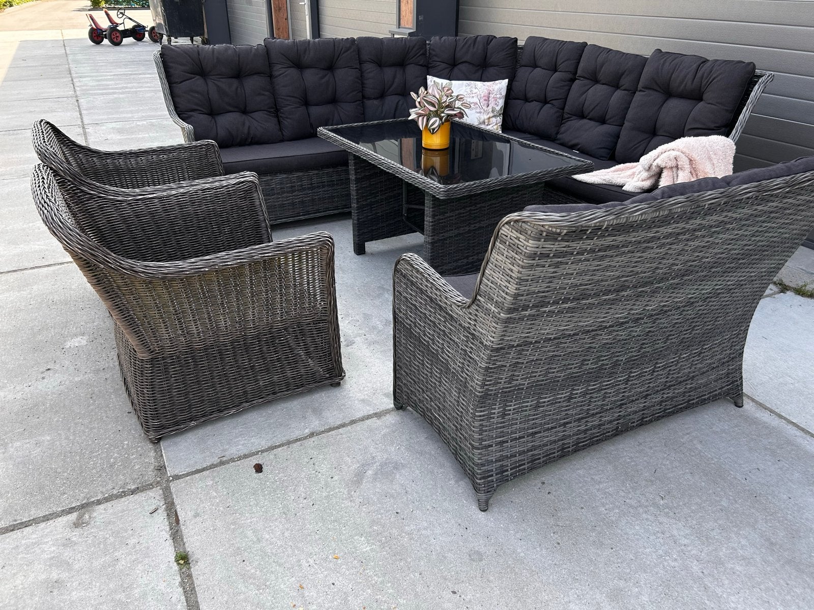 Grote BOIS LE DUC dining loungeset met 2 extra stoelen, Tuin en Terras, Bank, ., Meer dan 8 zitplaatsen, Ophalen of Verzenden
