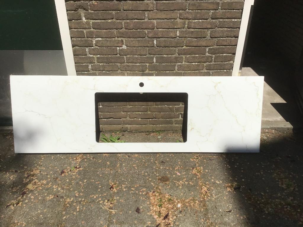 Marmeren aanrechtblad, Huis en Inrichting, Keuken | Keukenelementen, Ophalen, 50 tot 100 cm, Zo goed als nieuw, Crème