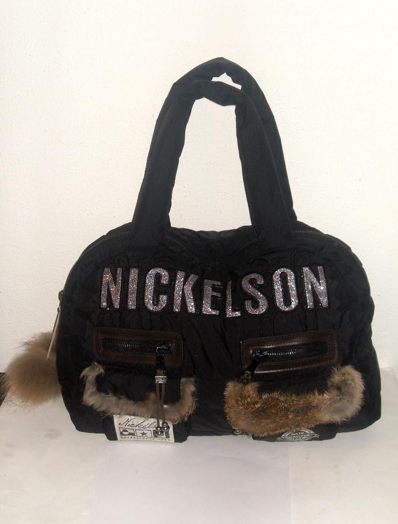 Nickelson tas / handtas zwart / dames tas met bont, Ophalen of Verzenden, Zo goed als nieuw, Zwart, Handtas