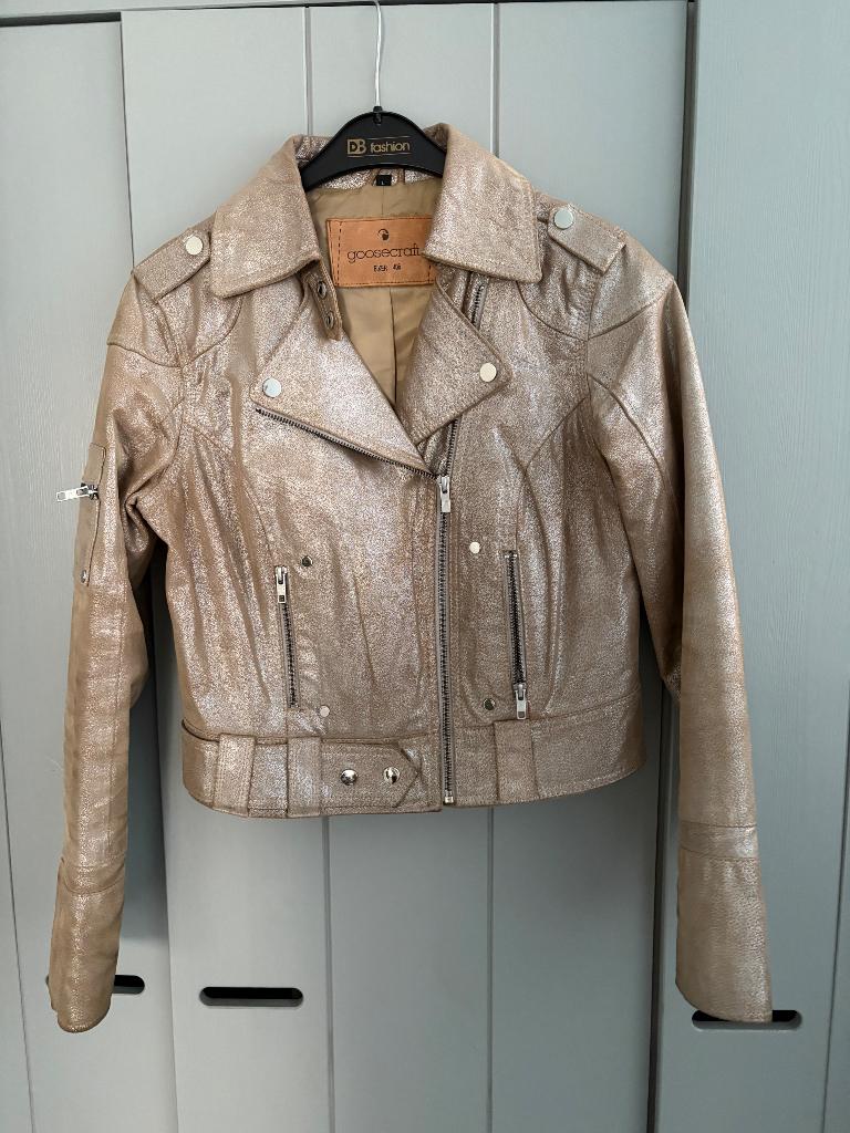 Goosecraft biker 406 leren jasje goudkleurig, Maat 38/40 (M), Goosecraft, Overige kleuren, Ophalen of Verzenden