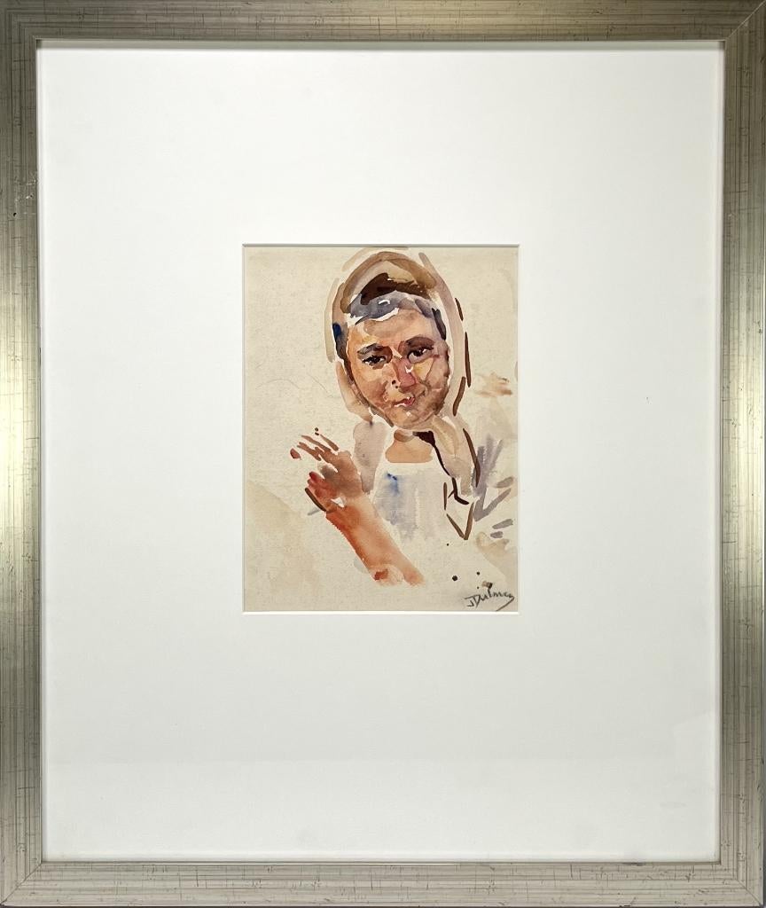 20. Aquarel, E.B. van Dulmen Krumpelman – portret, ca. 1950, Antiek en Kunst, Kunst | Schilderijen | Klassiek, Ophalen of Verzenden