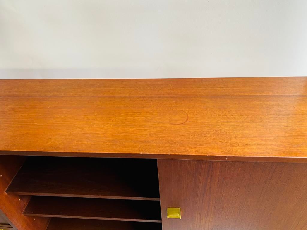 Teak low-board kast , Mid Century, Huis en Inrichting, Kasten | Dressoirs, Ophalen, 100 tot 150 cm, Mid Century, Onbekend
