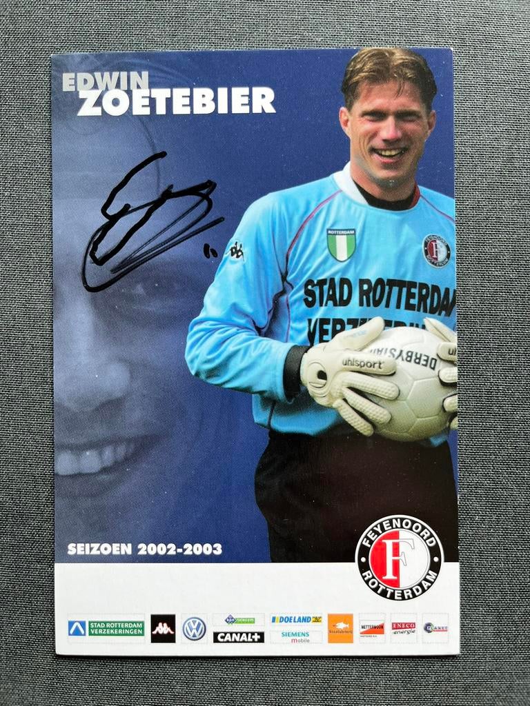 Feyenoord spelerskaart Zoetebier met handtekening, Ophalen of Verzenden, Zo goed als nieuw, Feyenoord, Spelerskaart