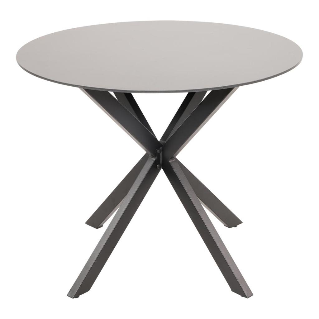 Tuintafel Rond 90 cm Crest Zwart | Aluminium & Glas, Tuin en Terras, Tuintafels, Ophalen of Verzenden, Nieuw, Rond, Aluminium