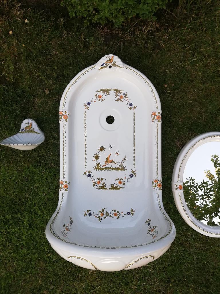 Fonteintje hoge rug, spiegel, zeepbakje, gedecoreerd, Ophalen