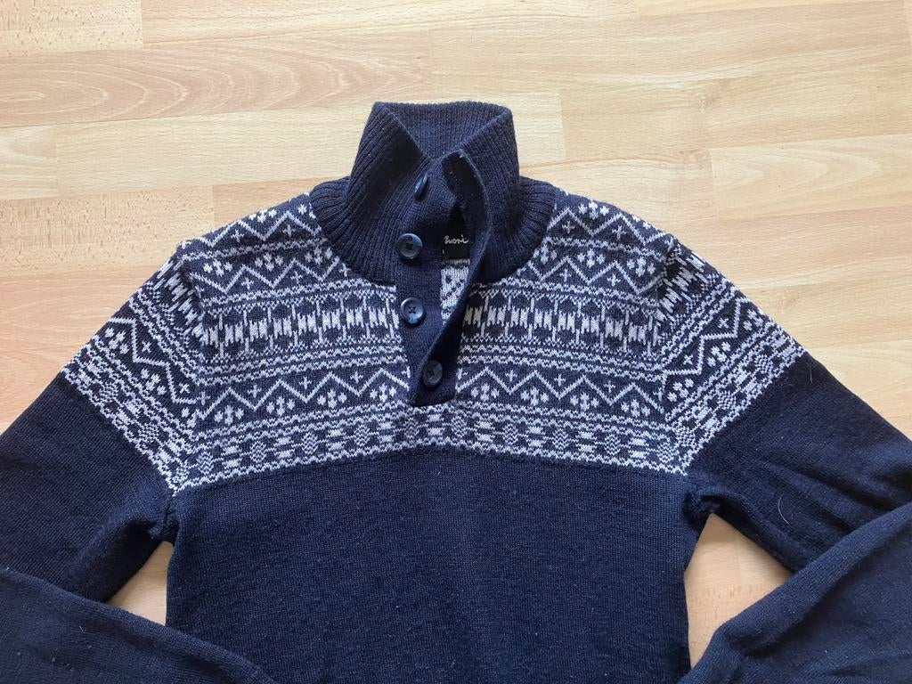 Enrico Mori donkerblauwe 100% eollen trui mt M izgs, Kleding | Heren, Ophalen of Verzenden, Gedragen, Maat 48/50 (M), Blauw