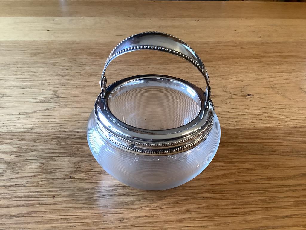 Prachtig suikerpotje van fries draadglas met echt zilver, Ophalen of Verzenden