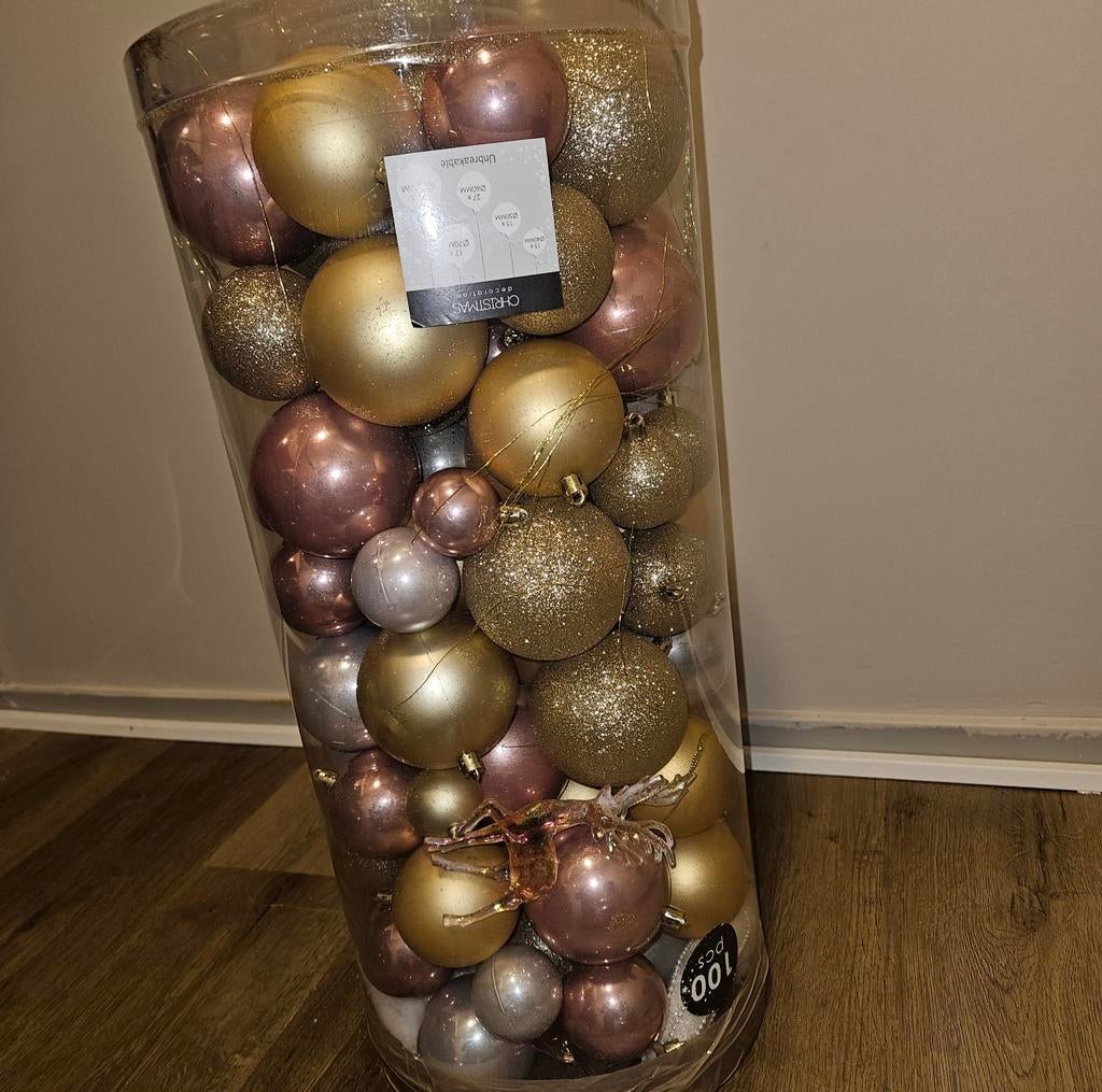 Kerstballen roze/goud, Diversen, Kerst, Ophalen