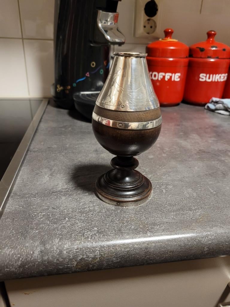 yerba mate beker zilver beslag, Antiek en Kunst, Ophalen of Verzenden